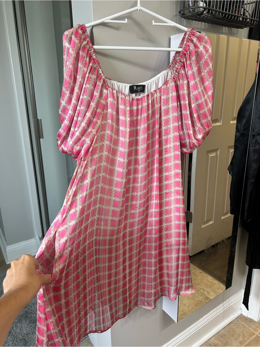 Pink Checked Mini Dress